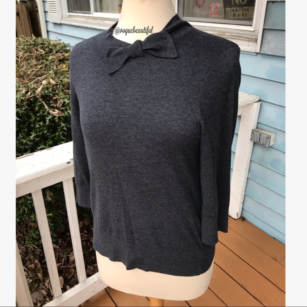 Kate Spade Gray Sweater with Bow Detail